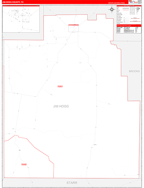 Jim Hogg County, TX Zip Code Map